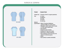 Load image into Gallery viewer, Sterile Disposable reinforced surgical gown 45gsm - Size XLarge 10pcs/pkt blue
