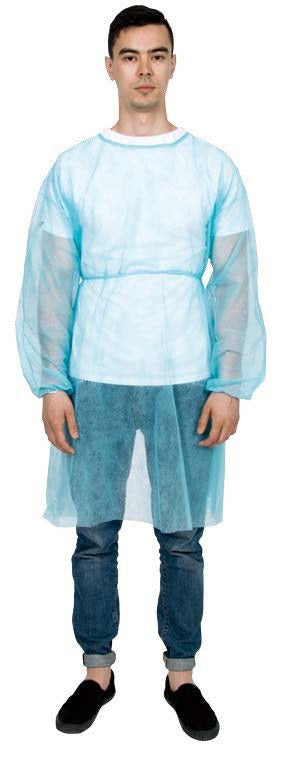 Isolation gown - Size Large 25gsm 10pcs/pkt (Green / Blue)